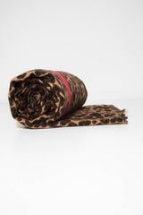 Brown Leopard Red Trim Large Scarf - Sharina-Accessories