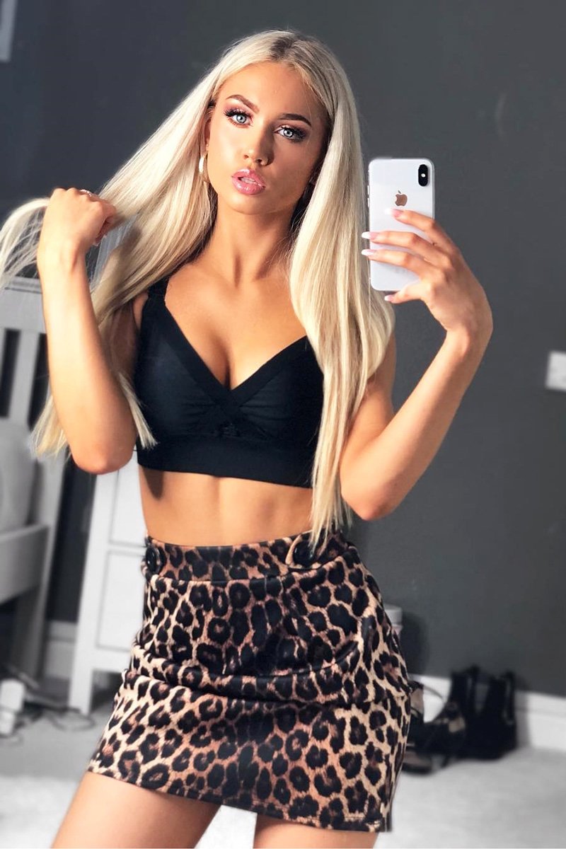 Brown Leopard Scuba A-Line Mini Skirt - Nellie-Skirts