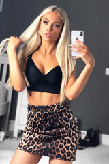 Brown Leopard Scuba A-Line Mini Skirt - Nellie-Skirts