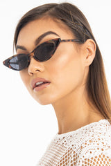 Brown Leopard Tinted Lens Mini Cat Eye Sunglasses - Ezrie-Sunglasses