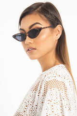 Brown Leopard Tinted Lens Mini Cat Eye Sunglasses - Ezrie-Sunglasses