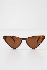 Brown Leopard Triangle Slim Cat Eye Sunglasses - Zeina-Sunglasses