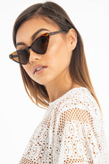 Brown Leopard Triangle Slim Cat Eye Sunglasses - Zeina-Sunglasses