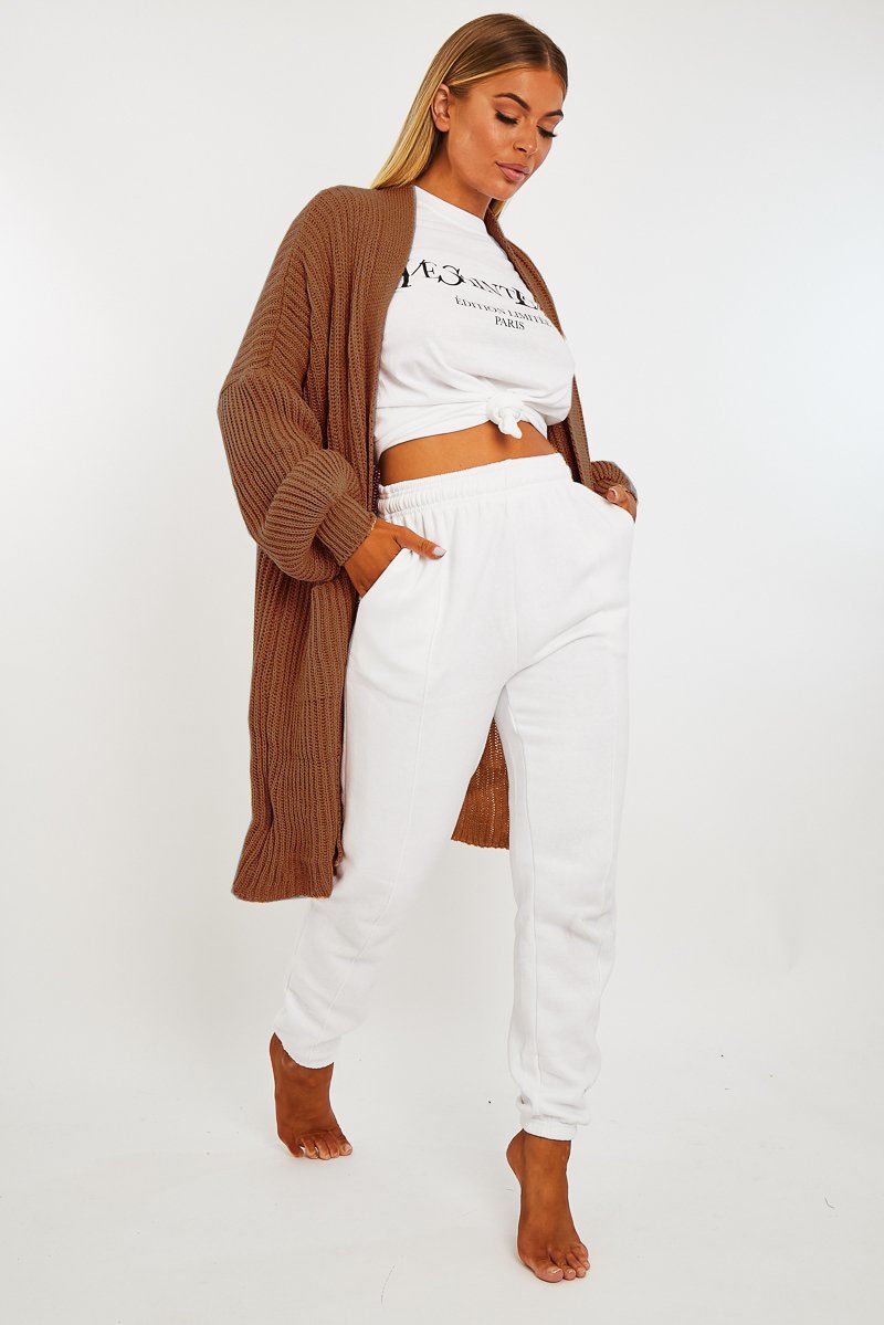 Brown Longline Knit Cardigan - Abbie-Cardigans