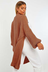 Brown Longline Knit Cardigan - Abbie-Cardigans