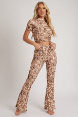 Brown Marble Print Ribbed Set - Mansi-Co-Ords