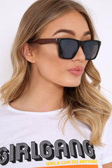 Brown Matt Mirrored Wayfarer Sunglasses - Elva-Sunglasses