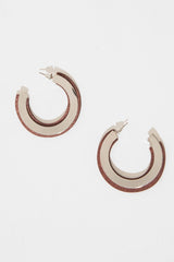 Brown Metallic Wooden Semi Circle Earrings - Keelie-Jewellery