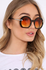 Brown Oval Oversized Thick Frame Sunglasses - Leya-Sunglasses