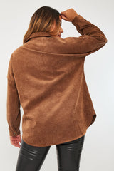 Brown Oversized Fit Corduroy Shirt - Brina-Shirts