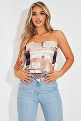 Brown Paisley Printed Bandana Scarf Top - Maesie-Crop Tops