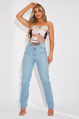 Brown Paisley Printed Bandana Scarf Top - Maesie-Crop Tops