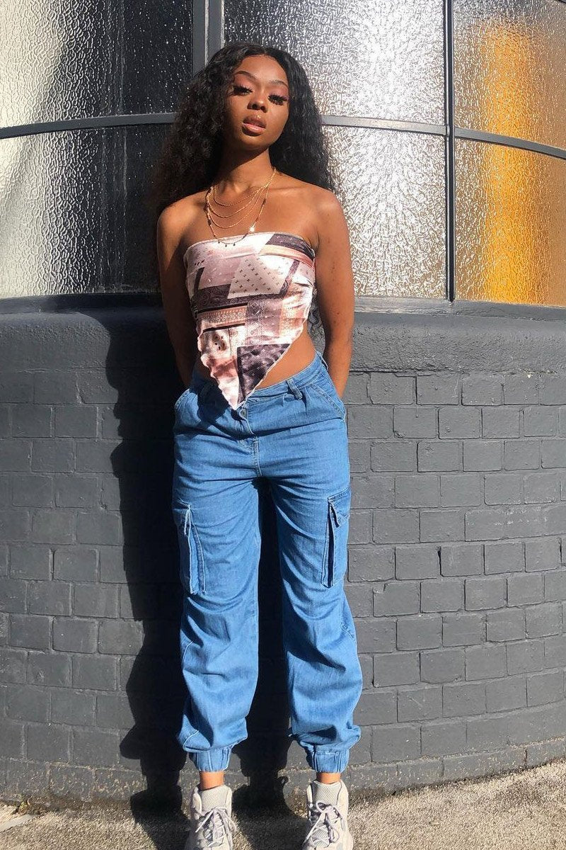 Brown Paisley Printed Bandana Scarf Top Maesie