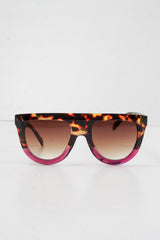 Brown Purple Leopard Square Oversized Sunglasses -Kajsa-Sunglasses