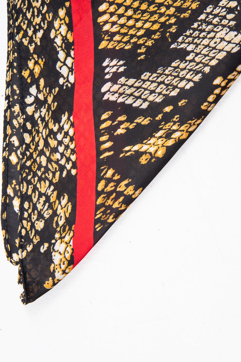 Brown Red Snake Print Chiffon Scarf - Carris-Hair
