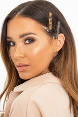 Brown Resin Crocodile Pack of 2 Barrettes - Claribel-Hair