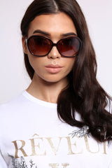 Brown Retro Rounded Frame Sunglasses - Liza-Sunglasses