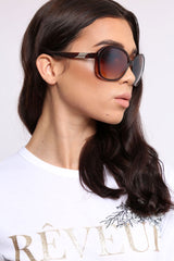 Brown Retro Rounded Frame Sunglasses - Liza-Sunglasses