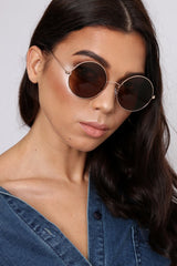 Brown Round Nose Bridge 90's Sunglasses - Calyn-Sunglasses