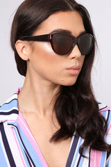 Brown Slight Cat Eye Rounded Frame Sunglasses - Kina-Sunglasses
