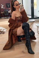 Brown Snake Zip Front Bandeau And Skirt Co-Ord - Dyani-Co-ords