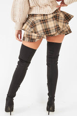 Brown Tartan Frill Hem Skort - Maren-Skorts