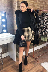 Brown Tartan Frill Hem Skort - Maren-Skorts