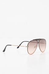 Brown Tinted Bar Aviator Sunglasses - Attie-Sunglasses