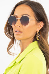 Brown Tinted Round Aviator Sunglasses - Fotini-Sunglasses