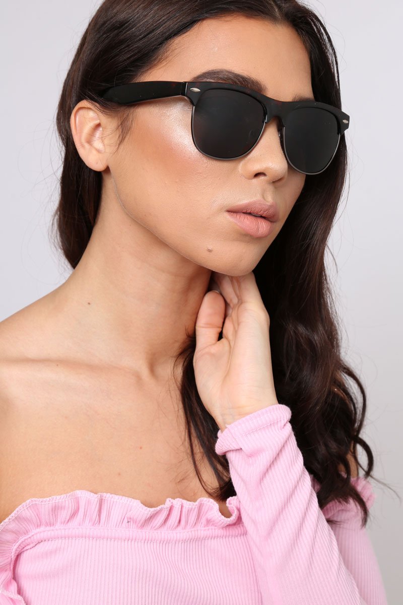 Brown Tortoise Shell Print Wayfarers - Amaria-Sunglasses