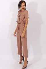 Brown Utility Tie Waist Pocket Jumpsuit - Kai-Jumpsuits
