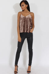 Brown Velvet Cami Top - Misty-Tops