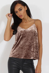 Brown Velvet Cami Top - Misty-Tops