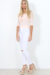 Brylie Pink Tie Front Top-Tops
