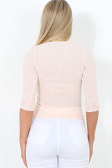 Brylie Pink Tie Front Top-Tops