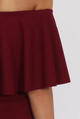 Burgundy Bardot Fitted Jumpsuit - Bridget-Jumpsuits