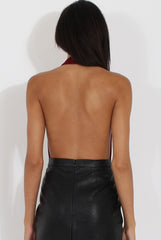 Burgundy Halterneck Bodysuit - Isla-Bodysuits