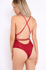 Burgundy Lace Open Back Bodysuit - Naomie-Bodysuits