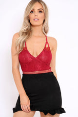 Burgundy Lace Open Back Bodysuit - Naomie-Bodysuits