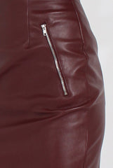Burgundy PU skirt - Iris-Skirts