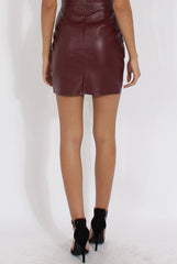 Burgundy PU skirt - Iris-Skirts
