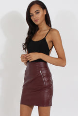 Burgundy PU skirt - Iris-Skirts
