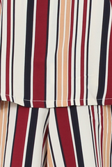 Burgundy & White Striped Bardot Playsuit - Shayna-Playsuits