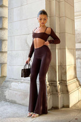 Chocolate Rib Strappy Cut Out Crop Top - Adeline