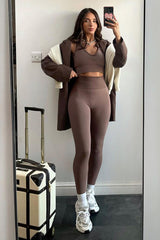 Mocha Seamless Padded Sports Bra - Cassia