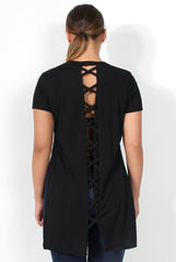 Cadence Black Cross Back Top-Tops