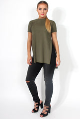 Cadence Khaki Cross Back Top-Tops