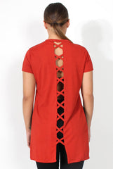 Cadence Rust Cross Back Top-Tops