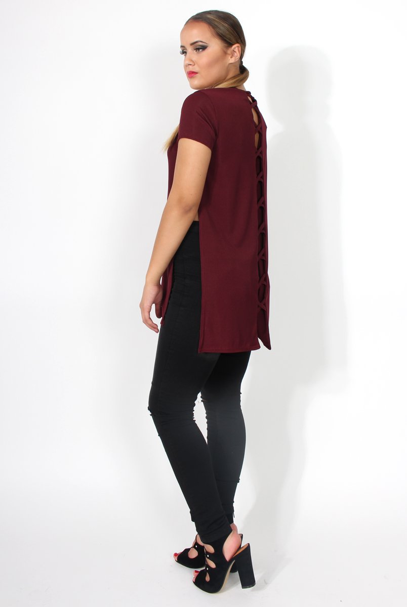 Cadence Wine Cross Back Top-Tops