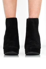 Calla Black Suede Heeled Ankle Boot-Heels